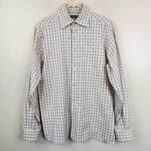 Ermenegildo Zegna Mens Tattersall Print Lpng Sleeve Button Down Shirt Medium